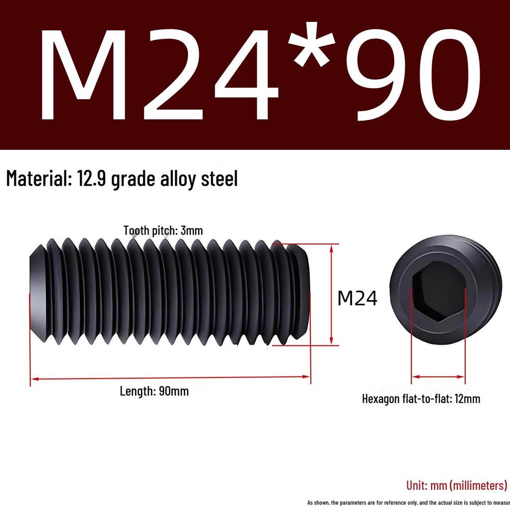 Grade 12.9 Hex Socket Headless Set Screw (M3-M16)