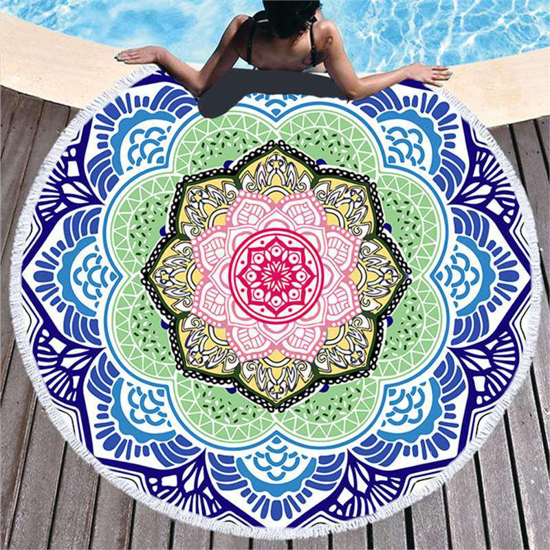 Mandala Pattern Microfiber Beach & Bath Towel - Luxurious Feel & Decorative Floor Mat