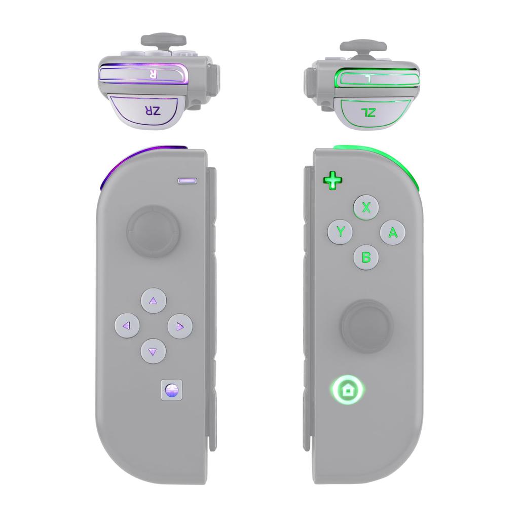 eXtremeRate Switch DFS LED 7 Colors and 9 Multicolor Illuminated ABXY Trigger Face Buttons for Switch OLED and Console Not Joy-Con Kit, Modes, &