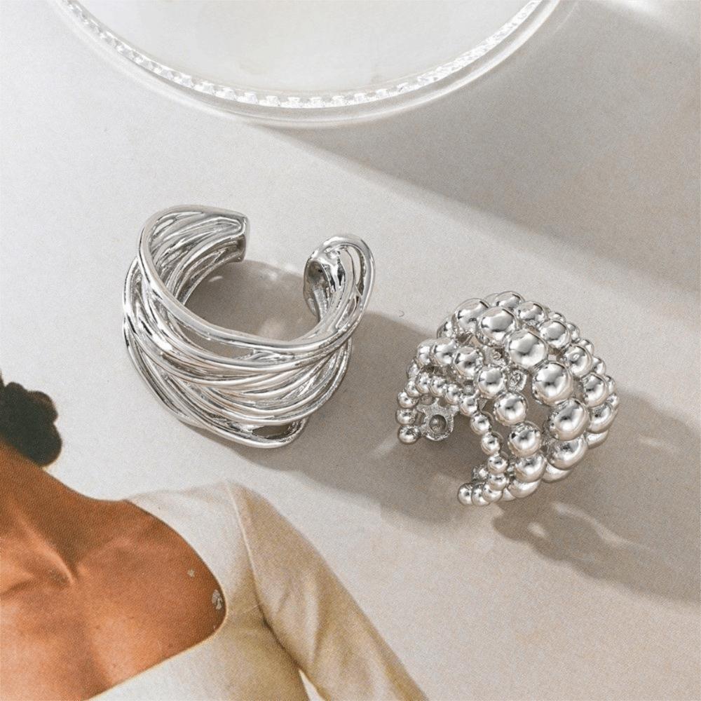 C-Shaped Ear Cuff Elegant Exaggerated Ear Clips Unique Wide Clip-On Earrings Women