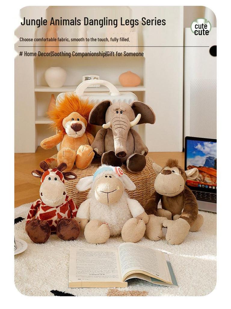 Orman Hayvanları Peluş Oyuncaklar - Aslan, Fil, Goril, Geyik Bebekler - Hayvanat Bahçesi Hediye Koleksiyonu