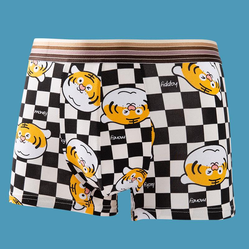 Men's Cartoon Summer Flat-Leg Antibacterial Briefs - Trendy Personality Four-Corner Shorts