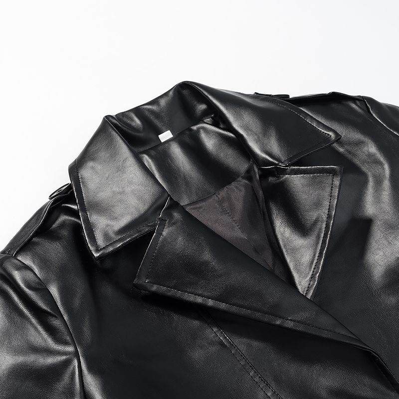 Za New Fall Women's Clothing 2025 Fashion Wind Fashion Locomotive Shoelace Loose Casual Decoration Long Leather Coat