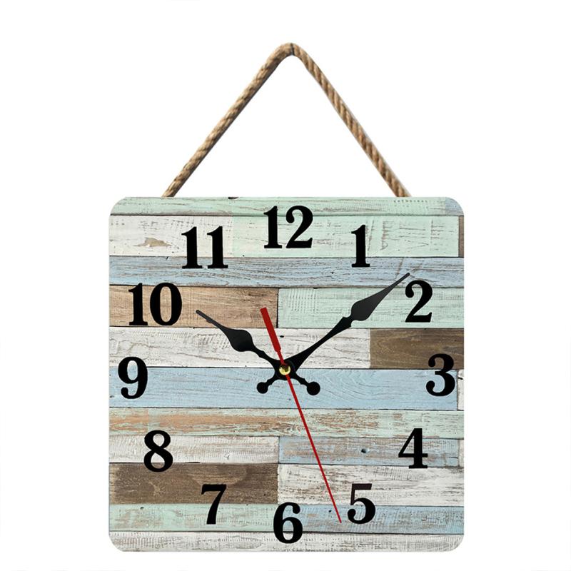 10 Zoll Holz Wanduhr Kreative Retro Quadratische Stille Hängende Uhren Für Schlafzimmer Wohnzimmer Dekor