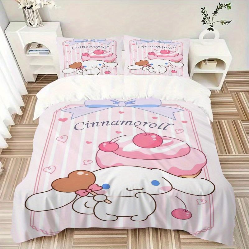 3pcs Sanrio Cherry Cake Cinnamoroll Bedding Set, Including 1 Quilt Cover and 2 Pillow Shams,Soft and Comfortable Home Bedroom.S066