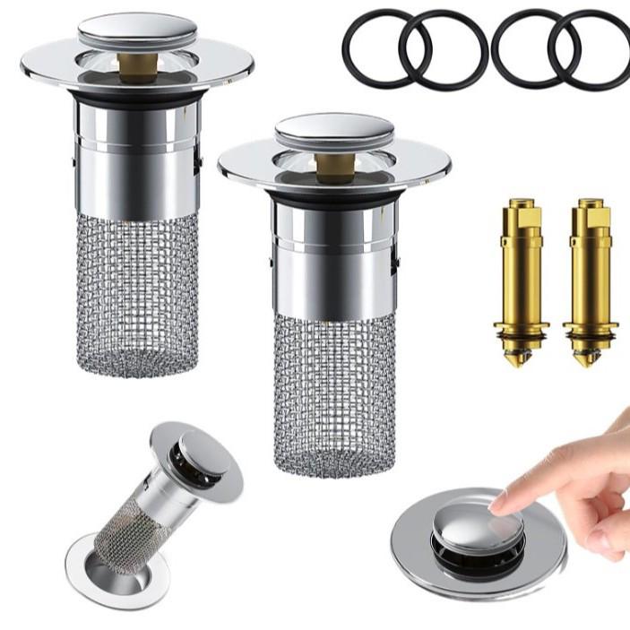Universal Anti-Clog Push-Type Wash Basin Drain Filter and Deodorizing Stopper