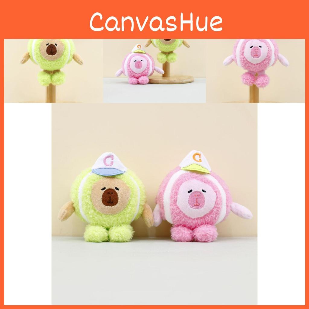 Adorable Pink Baseball Capybara Plush Toy Cute Stuffed Animal Keychain Bag Charm