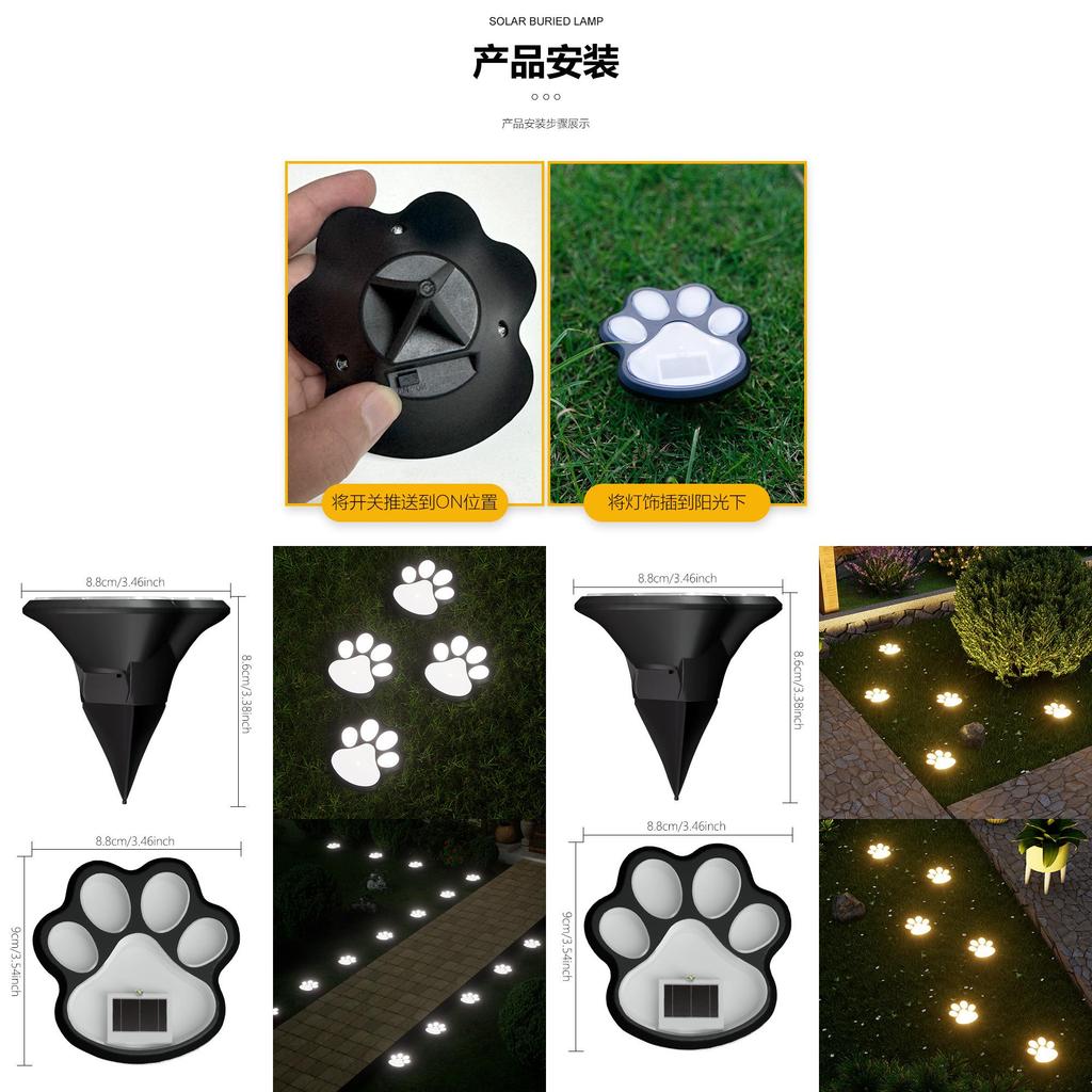 Solar Dog Paw Garden Light With Led Lamp For Outdoor Yard And Pathway Decor