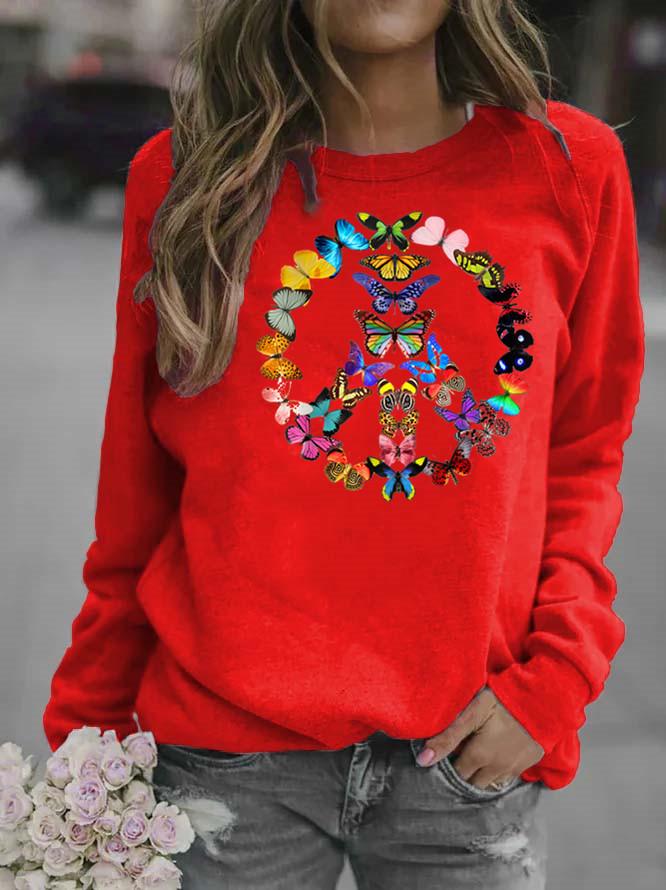 Women's Hippie Floral Print Round Neck Hoodie