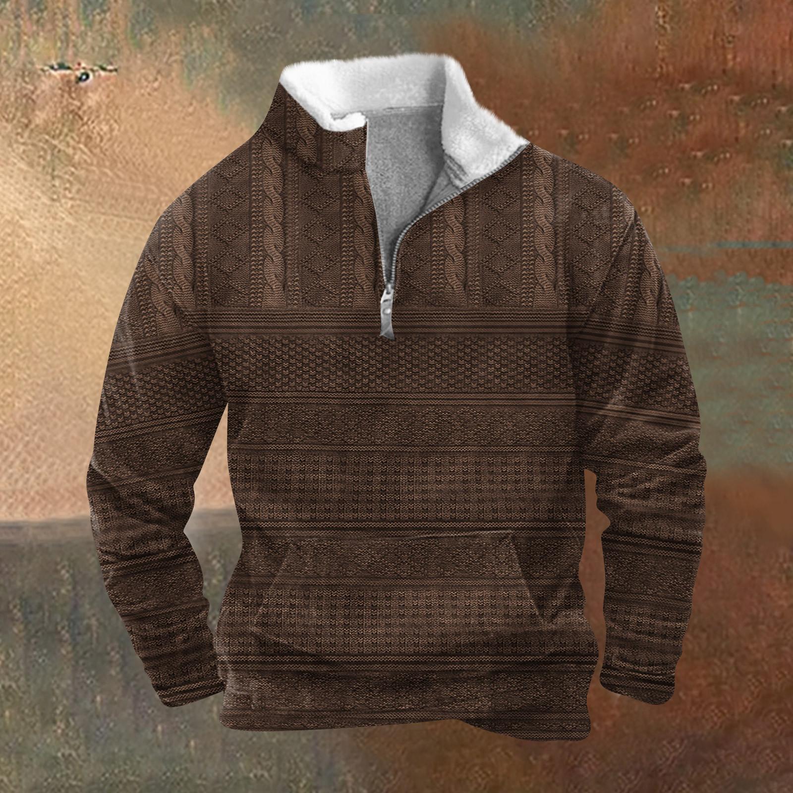 

Весенне-осенняя мужская толстовка с воротником-стойкой на открытом воздухе, повседневные свитера, топы XXXXL коричневый