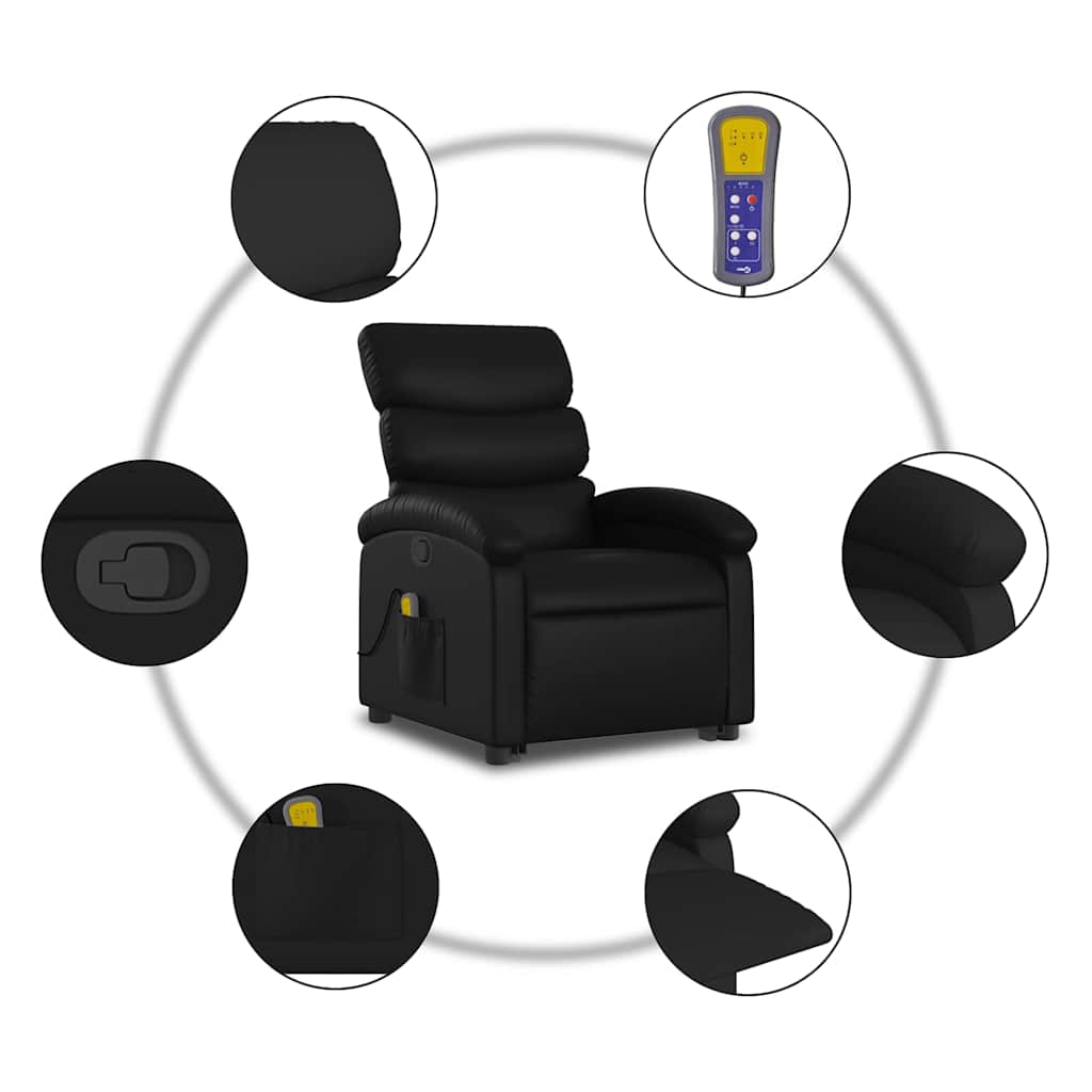 Vidaxl Lift and Massage Chair, Reclining, Black, Eco-Leather