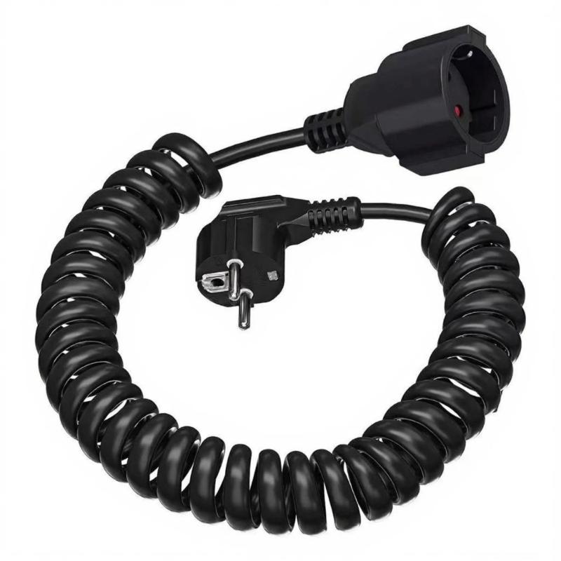 Extension Cord Power Extension Cable Male to Female Power Socket Spring Cable Spring Cable For Heating Machine Outdoor Lighting