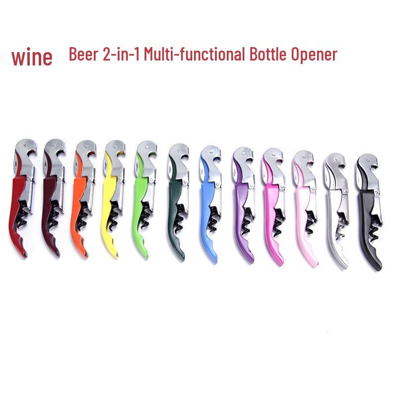 Portable Two-in-One Colorful Corkscrew and Red Wine/Beer Bottle Opener with Custom Logo Option