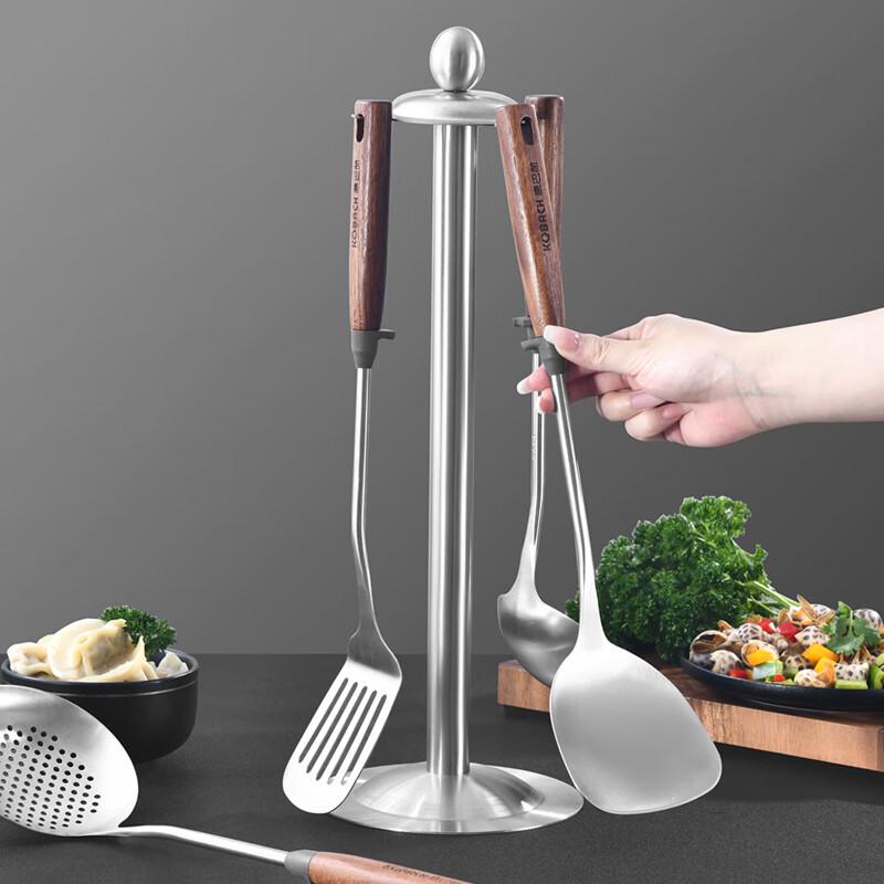 Kangbahe Walnut Handle 304 Stainless Steel 5-Piece Kitchen Utensil Set