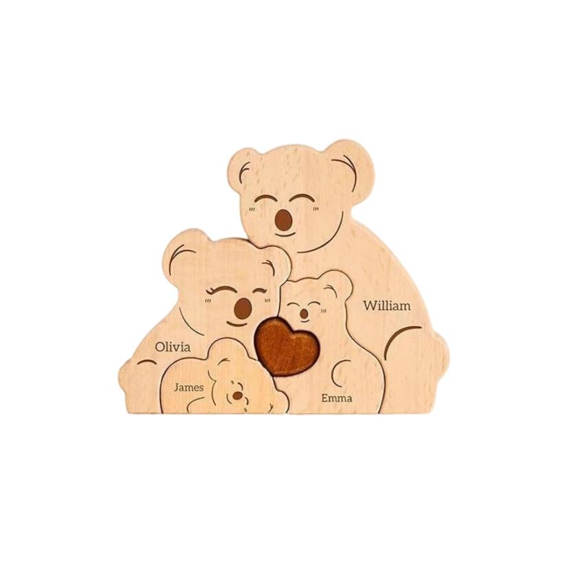 Wooden Family Puzzle Set, Home Decor, Carved Ornament, Party Decoration