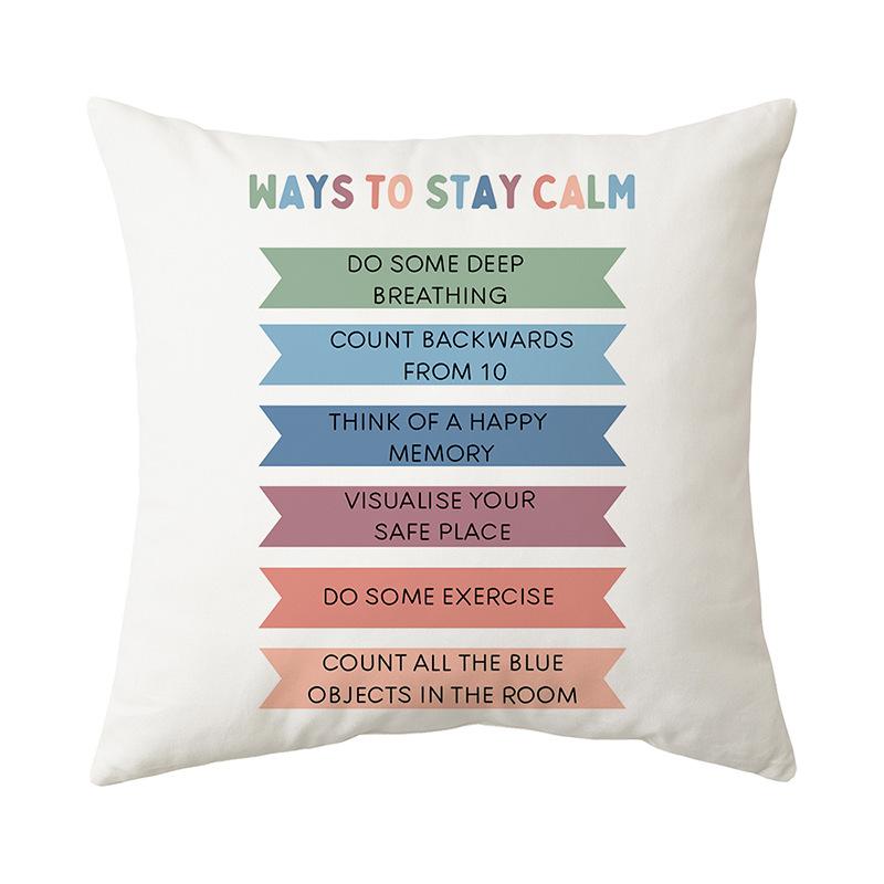 Rainbow Pillowcase Short Plush Letter Print Home Fabric Sofa Pillowcase Holiday Cushion Cover