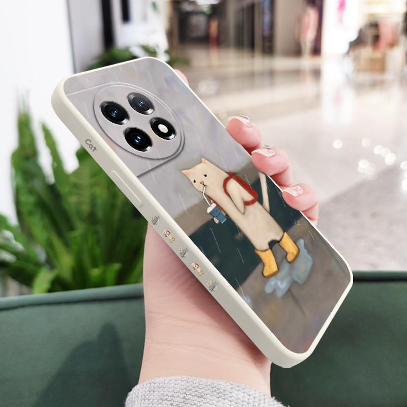 Paper Folding Cat Phone Case For Oneplus 13 13R 12 12R 11 11R 10 10R 10T 9R 9RT 9 8T 8 7 7T Pro 5G Liquid Silicone Cover