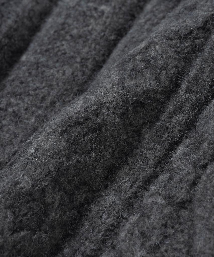 Knitted (Unisex) Bold Cable Round Knit Cardigan Charcoal