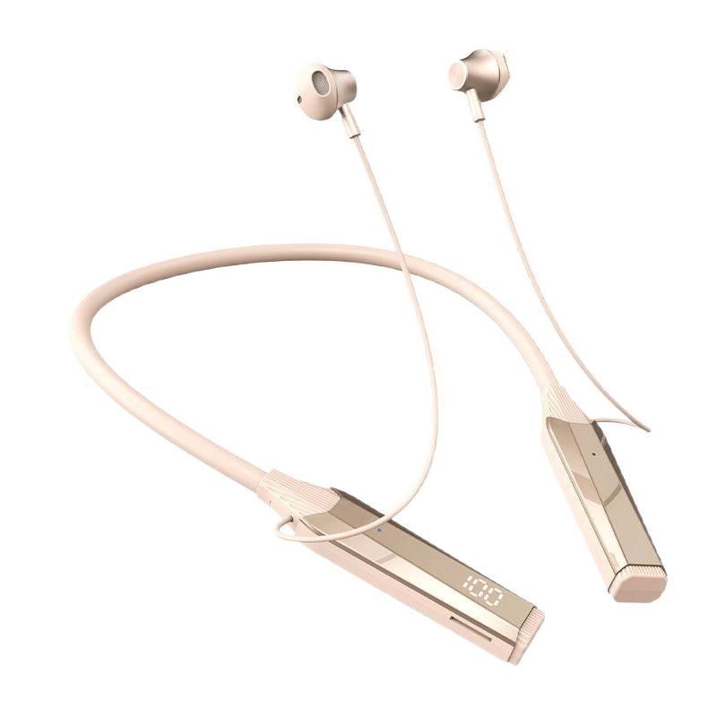 Bluetooth Neckband Headphones with Card Slot, Digital Display, Removable Battery, Universal Compatibility