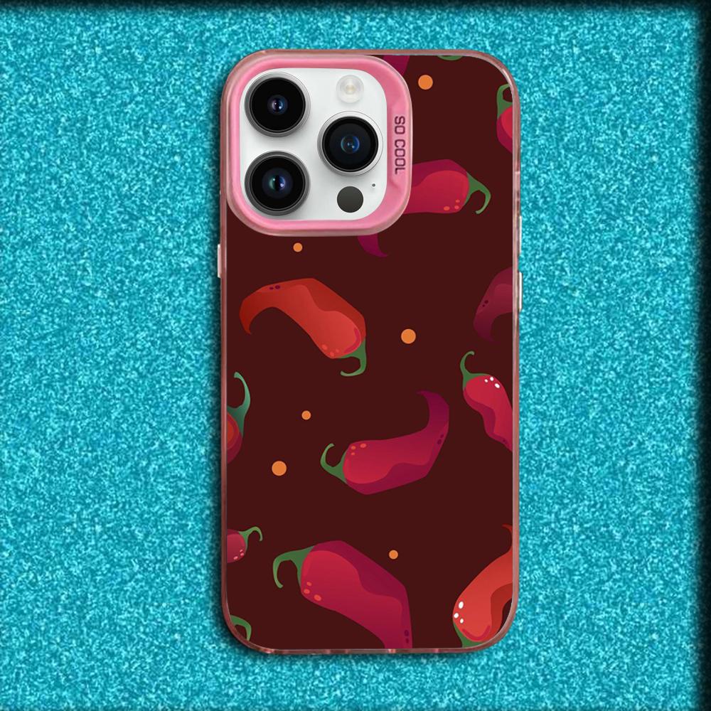 Chili Red Phone Case For iPhone 16,15,14,13,12,11,Mini,Pro,MAX Pink Matte Silicone Cover