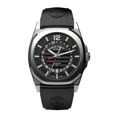 Tramelan J09 GMT Black Dial Automatic A663AAA-NR-GG4710N Black Rubber Strap Men's Watch