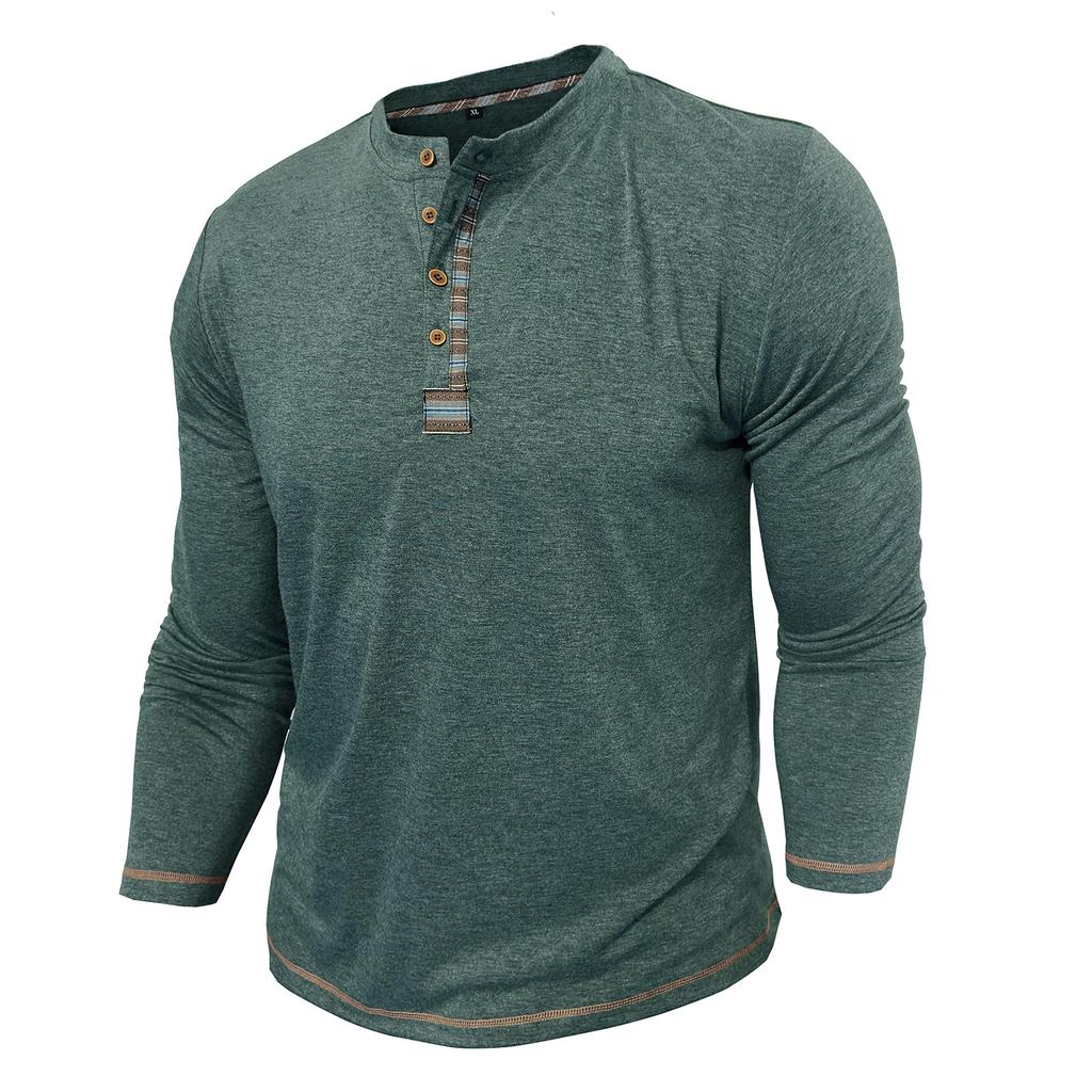 Herren Henley Kragen Langarm T-Shirts Einfarbig Frühling Herbst Freizeit T-Shirt Herren