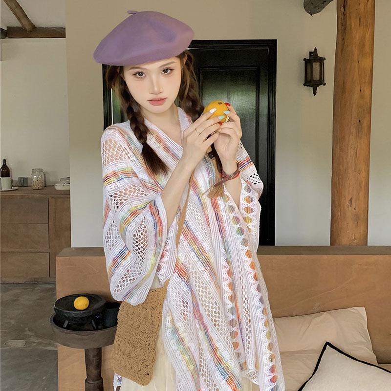 Seven-Color Ethnic Style Knitted Tassel Shawl Cardigan for Women - Perfect Travel Outerwear