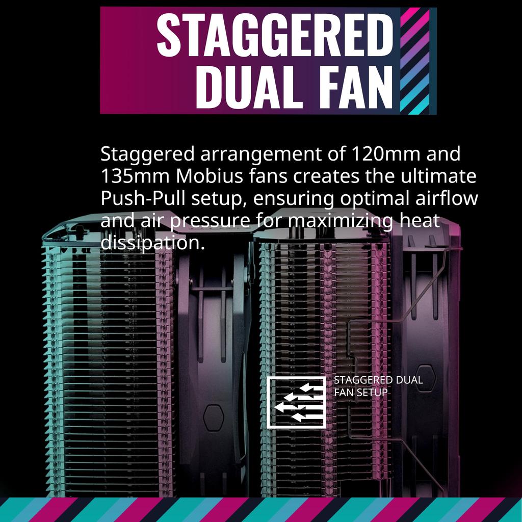 Cooler Master MasterAir MA824 Stealth 8 Isı Borulu Çift Kule Fan Hava Soğutmalı CPU Soğutucu FN1995 ve LGA1700/AM5/AM4 MAM-D8PN-318PK-R1 ile Uyumlu