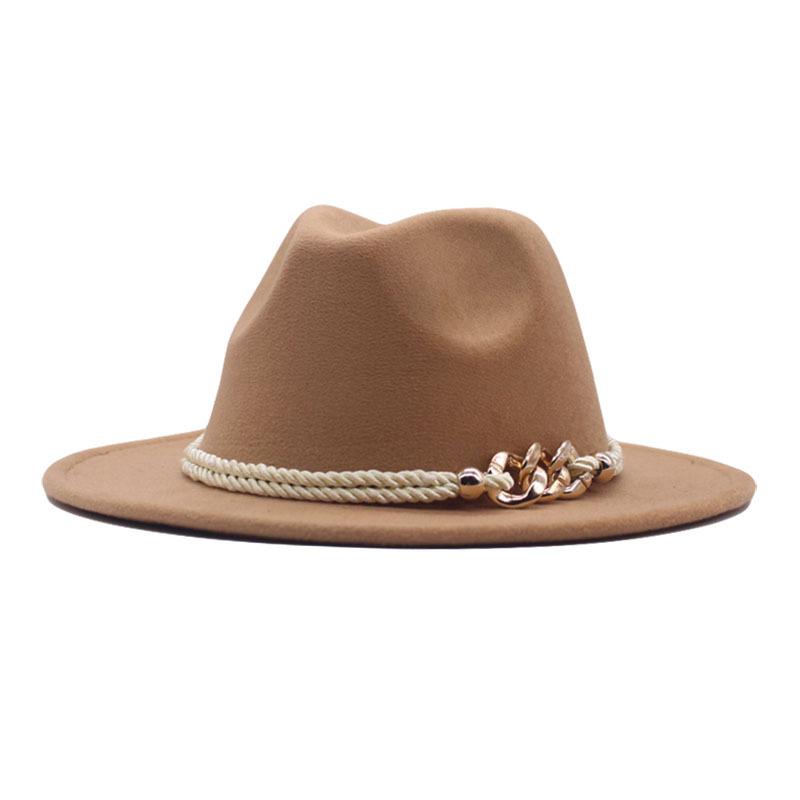 New European and American women's soft tweed big-brimmed felt hat British retro accessories jazz hat men's woolen top hat sun hat