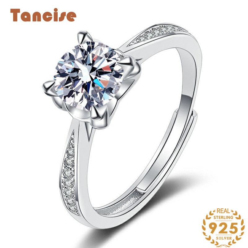 

Tancise Classic 925 стерлингового серебра Муассанит Кольцо Дамы Ювелирные изделия Свадьба Обещание Вечеринка Подарок