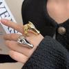 Light Luxury Exaggerated Personalized Metal Horse Head Ring Zircon Inlay Horse  European American Style Ring Jewelry