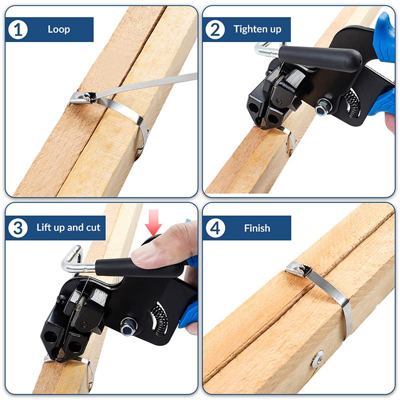 Household Fastening Belt Cutting/Tightening Tool Stainless Steel Cable Tie Pliers Cable Tie Gun Self-Locking Cable Tie Cutter