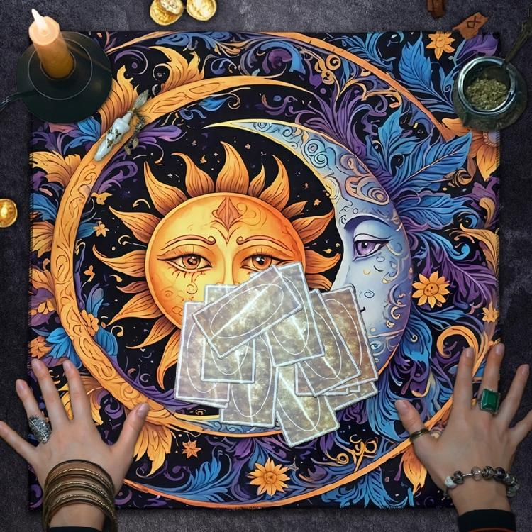 Divinations Tablecloth Sun Moon Pattern Astrology Tarots Card Tablecloth Altars Cloth Divinations Board Game Accessory