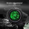 Men's Multifunctional Waterproof Luminous Sports Watch with Large Dial and Black Screen