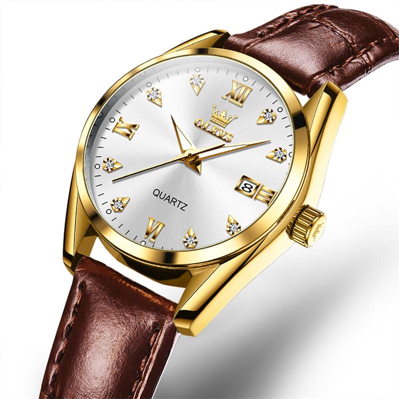 OLEVS Luxury Watches For Women Top Brand Luminous Date Leather Waterproof Quartz Ladies Watch Relogio Feminino Girl Gift