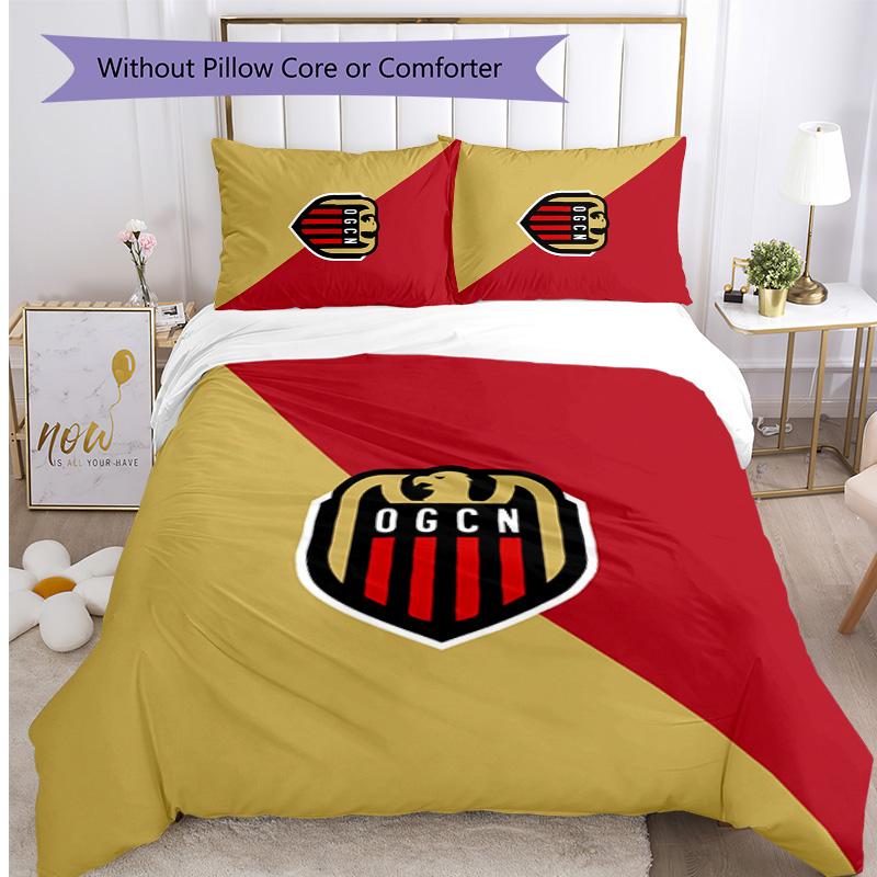 OGC Nice FC Bedwäsche-Set 3-teilig Atmungsaktiver Bettbezug mit Kissenbezügen Dekorative Bettwäsche für Schlafzimmer Zuhause