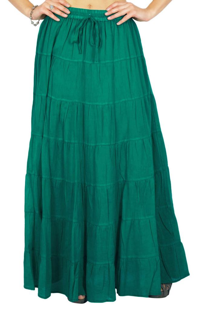 Phagun Damen Sommer Baumwolle Ziegelrot Rock Ethnisches Design Kordelzug Taille -