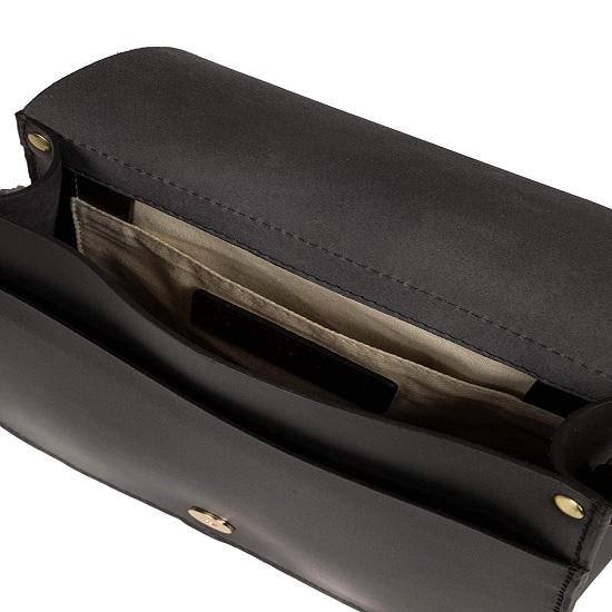 Noora Solid  Black Leather Sling Bag for Women