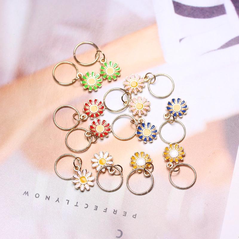 DIY Jewelry Accessories: Oil Drip Alloy Curved Daisy Chrysanthemum Headdress with Dirty Braids Hair Pendant