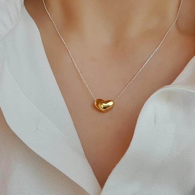 

Women s Cute Volume Plump Heart Chain Necklace A32017_ONECOLOR