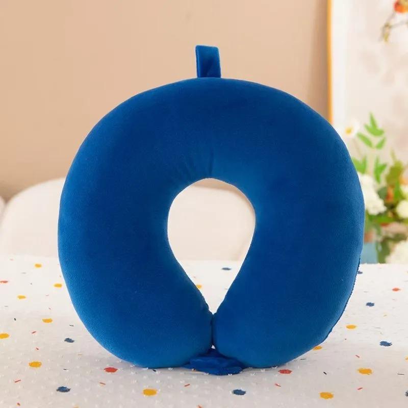 New in Minimalist Plush U-shaped Pillow Neck Airplane Pillow Traveling Car Home Office Neck Flight Pillow Snap Strap Soft Cover