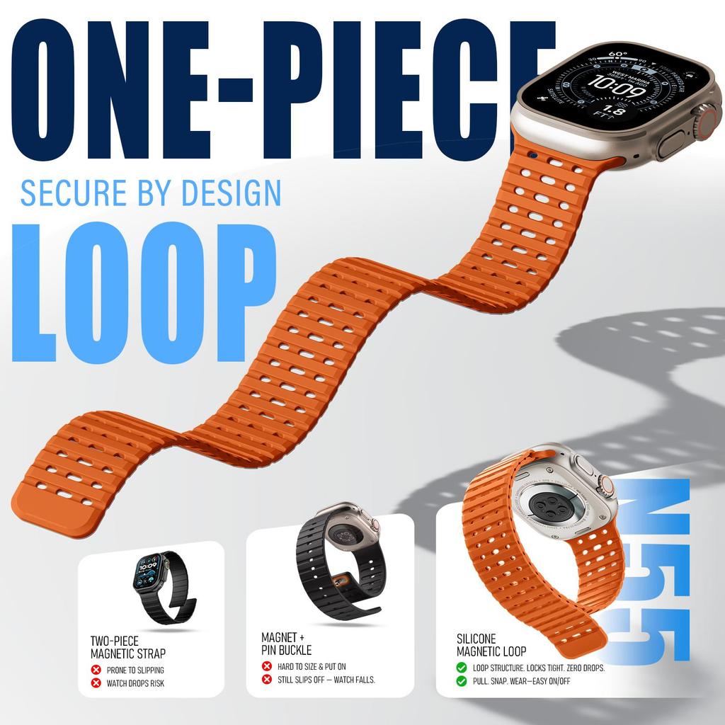 Magnetic Silicone Sport Band for Apple Watch Ultra 49mm 44/45/46mm Fish Scale Breathable Waterproof Replacement Strap Men Women
