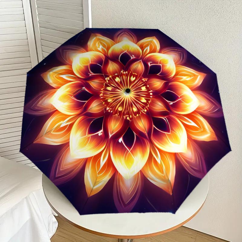 

1pc Floral Mandala Design Umbrella with Plastic Handle,Suitable for All Seasons Home Travel Outdoor UmbrellaDD1211
