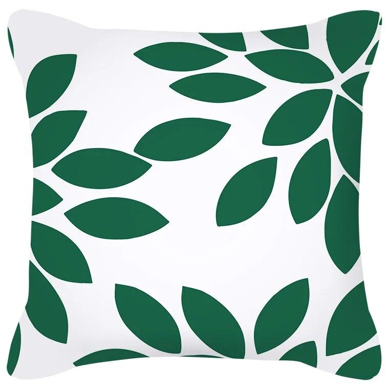 Blue Green Flower Leaf Printed Pillowcase Stripe Geometric Sofa Cushion Cover Home Decor Throw