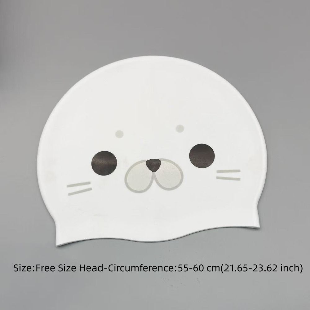 Waterproof Silicone Swimming Hat Ear Protection Cartoon Swim Cap Seal Swim Cap For Adults