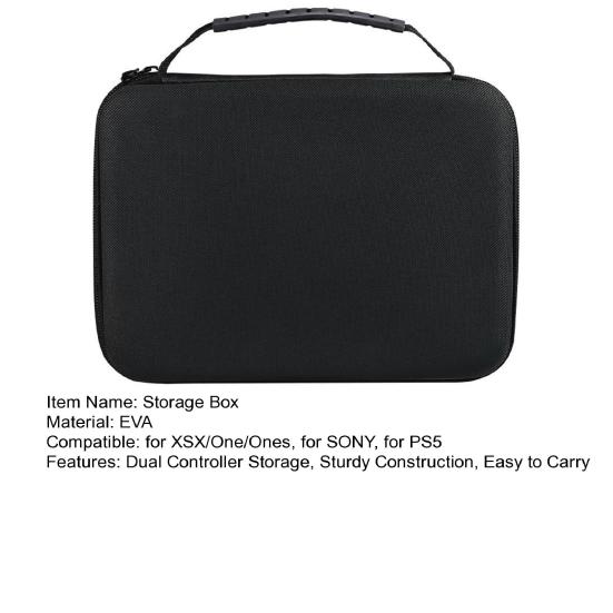Storage Box for Xbox Controllers Dual Controller Storage with Zippered Mesh Pocket Portable Case Gaming Accessories