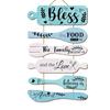 Wooden Kitchen Quote Sign Rustic Hanging for Wall Decor, Cutlery Design Home Art with Inspirational Family Slogan & Lanyard Farmhouse Decoration Solid