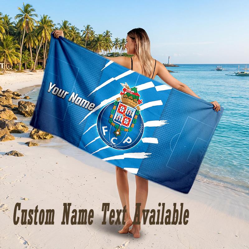 FC Porto Design Beach Towel Custom Text Large Towel for Beach Vacation