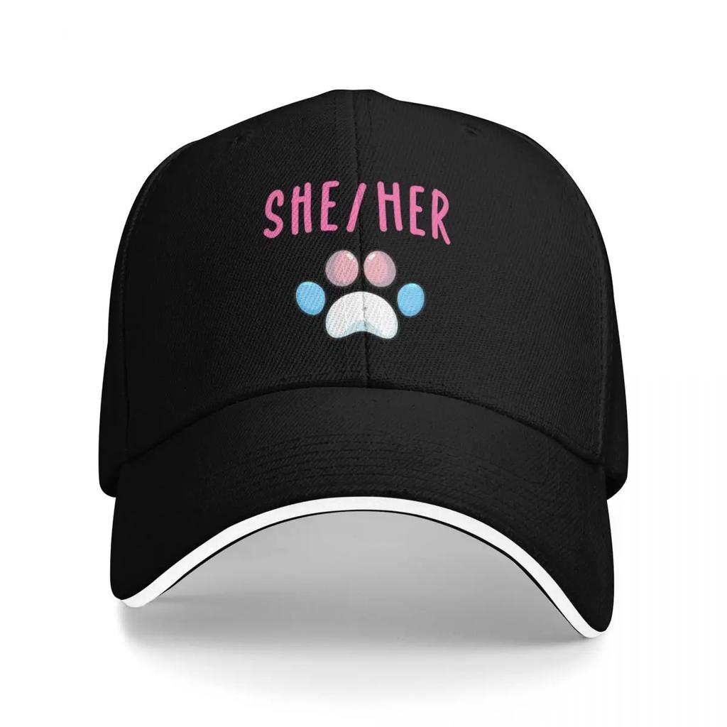 SheHer Pronouns Trans Pawprint Baseball Cap Horse Hat Brand Unisex Cap Winter Hats For Unisex Fishing Caps Unisex Unisexs Caps WoUnisexs
