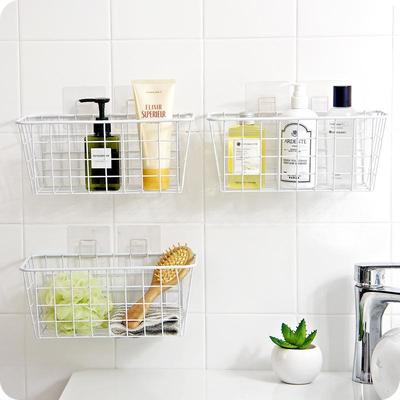 Wall-Mounted Iron Hanging Basket for Kitchen/Bathroom - No-Drill Storage Organizer